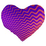 Original Resolution Wave Waves Chevron Pink Purple Large 19  Premium Flano Heart Shape Cushions Back