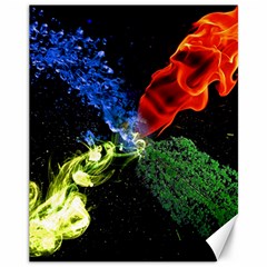 Perfect Amoled Screens Fire Water Leaf Sun Canvas 11  X 14   by Mariart