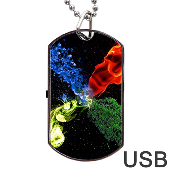 Perfect Amoled Screens Fire Water Leaf Sun Dog Tag USB Flash (One Side)