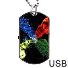 Perfect Amoled Screens Fire Water Leaf Sun Dog Tag Usb Flash (two Sides) by Mariart