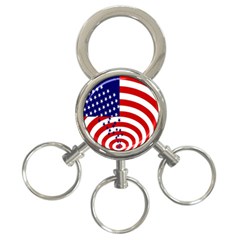 Star Line Hole Red Blue 3-ring Key Chains by Mariart