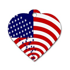 Star Line Hole Red Blue Dog Tag Heart (one Side)