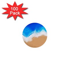 Sand Beach Water Sea Blue Brown Waves Wave 1  Mini Buttons (100 Pack) 