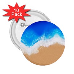 Sand Beach Water Sea Blue Brown Waves Wave 2 25  Buttons (10 Pack)  by Mariart