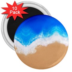 Sand Beach Water Sea Blue Brown Waves Wave 3  Magnets (10 Pack) 