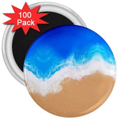 Sand Beach Water Sea Blue Brown Waves Wave 3  Magnets (100 Pack)