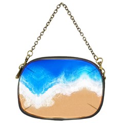 Sand Beach Water Sea Blue Brown Waves Wave Chain Purses (two Sides)  by Mariart