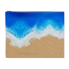 Sand Beach Water Sea Blue Brown Waves Wave Cosmetic Bag (xl)