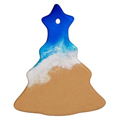 Sand Beach Water Sea Blue Brown Waves Wave Ornament (christmas Tree) 
