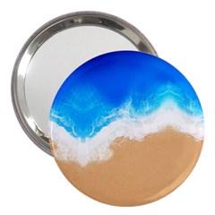 Sand Beach Water Sea Blue Brown Waves Wave 3  Handbag Mirrors