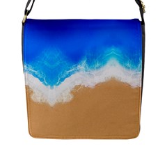 Sand Beach Water Sea Blue Brown Waves Wave Flap Messenger Bag (l) 