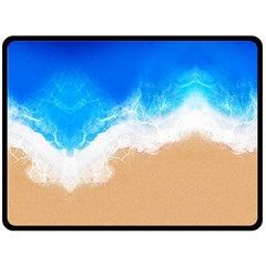 Sand Beach Water Sea Blue Brown Waves Wave Double Sided Fleece Blanket (large)  by Mariart