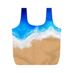 Sand Beach Water Sea Blue Brown Waves Wave Full Print Recycle Bags (m)  by Mariart