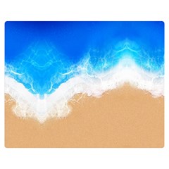 Sand Beach Water Sea Blue Brown Waves Wave Double Sided Flano Blanket (medium) 