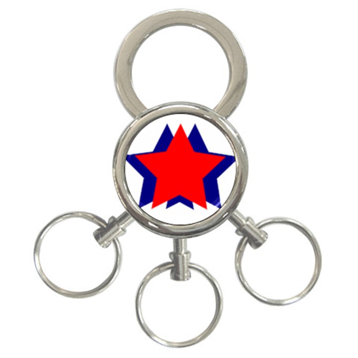 Stars Red Blue 3-Ring Key Chains