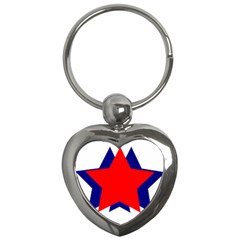 Stars Red Blue Key Chains (heart)  by Mariart