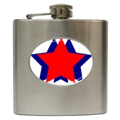 Stars Red Blue Hip Flask (6 Oz) by Mariart