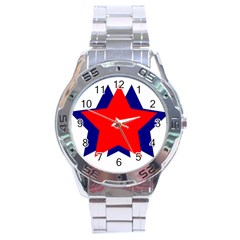 Stars Red Blue Stainless Steel Analogue Watch by Mariart