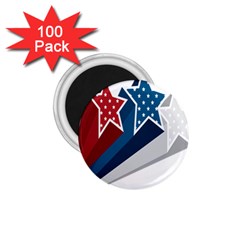 Star Red Blue White Line Space 1 75  Magnets (100 Pack) 