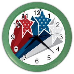 Star Red Blue White Line Space Color Wall Clocks by Mariart