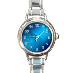 Fractals Lines Wave Pattern Round Italian Charm Watch