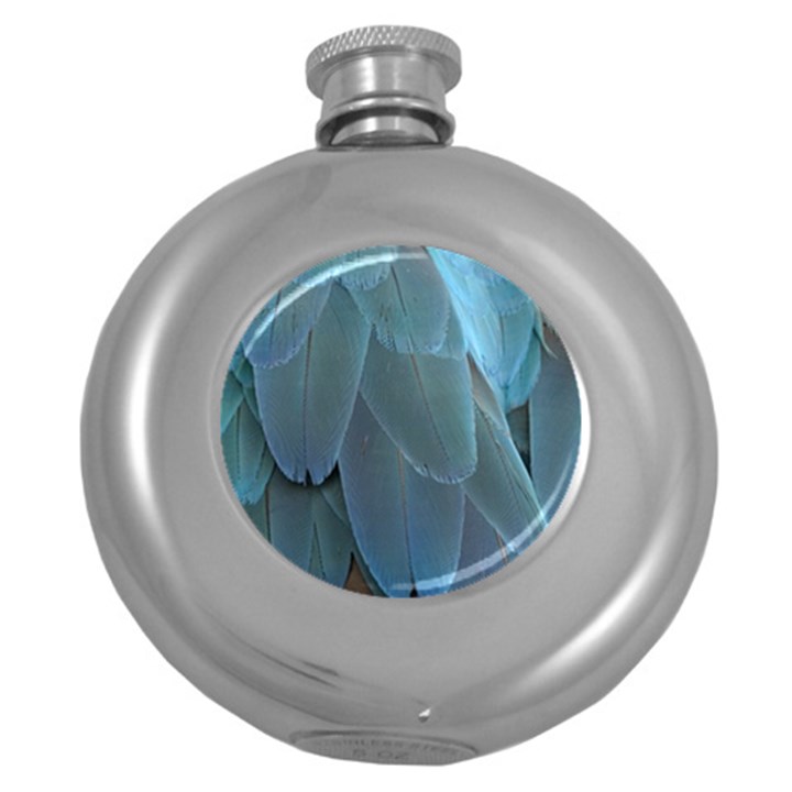 Feather Plumage Blue Parrot Round Hip Flask (5 oz)