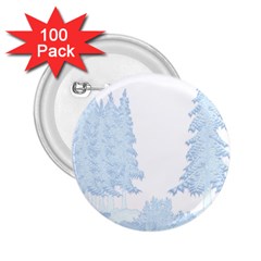 Winter Snow Trees Forest 2 25  Buttons (100 Pack)  by Nexatart