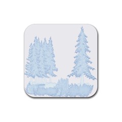 Winter Snow Trees Forest Rubber Coaster (square) 