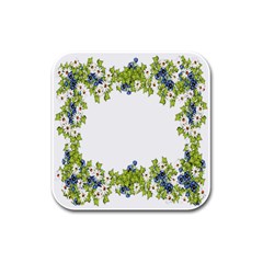 Birthday Card Flowers Daisies Ivy Rubber Square Coaster (4 Pack)  by Nexatart