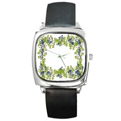 Birthday Card Flowers Daisies Ivy Square Metal Watch