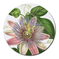 Passion Flower Flower Plant Blossom Round Mousepads by Nexatart