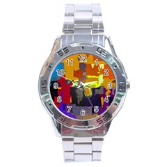 Abstract Vibrant Colour Stainless Steel Analogue Watch