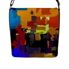 Abstract Vibrant Colour Flap Messenger Bag (l) 