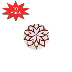 Abstract Shape Outline Floral Gold 1  Mini Buttons (10 Pack)  by Nexatart