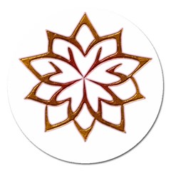 Abstract Shape Outline Floral Gold Magnet 5  (round)