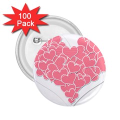 Heart Stripes Symbol Striped 2 25  Buttons (100 Pack)  by Nexatart