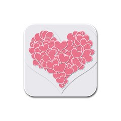 Heart Stripes Symbol Striped Rubber Square Coaster (4 Pack)  by Nexatart