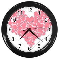 Heart Stripes Symbol Striped Wall Clocks (black)