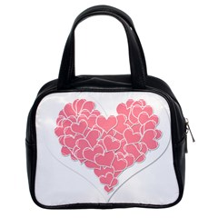 Heart Stripes Symbol Striped Classic Handbags (2 Sides) by Nexatart