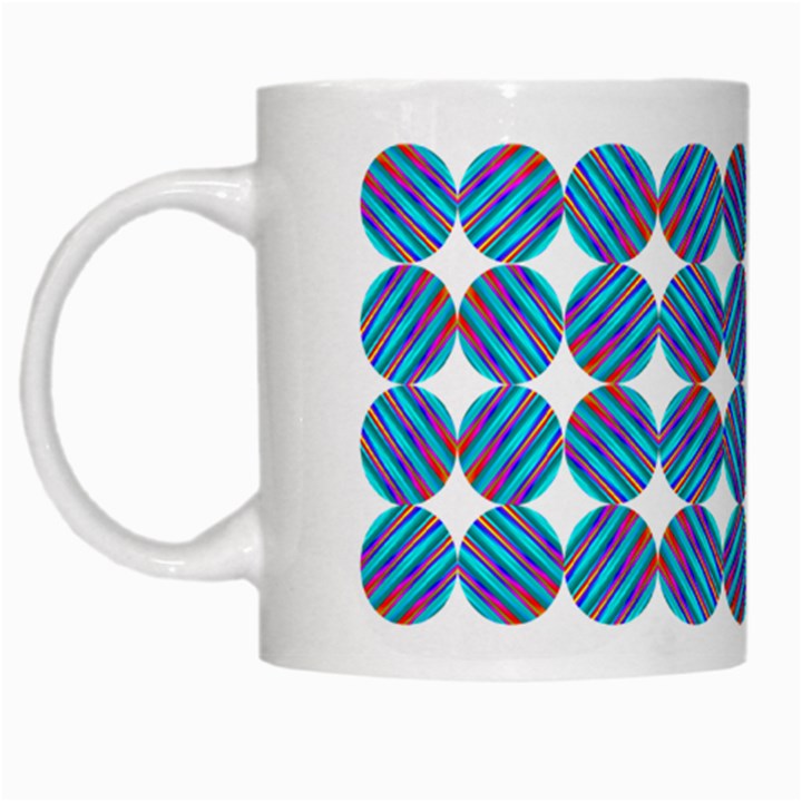 Geometric Dots Pattern Rainbow White Mugs