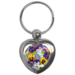 Spring Pansy Blossom Bloom Plant Key Chains (heart)  by Nexatart