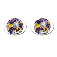 Spring Pansy Blossom Bloom Plant Cufflinks (oval)