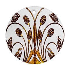 Scroll Gold Floral Design Round Ornament (two Sides) by Nexatart