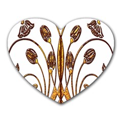 Scroll Gold Floral Design Heart Mousepads by Nexatart