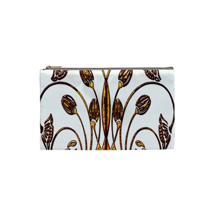 Scroll Gold Floral Design Cosmetic Bag (Small) 