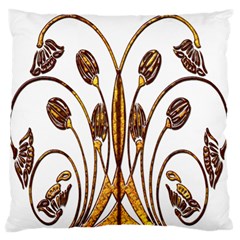 Scroll Gold Floral Design Large Flano Cushion Case (one Side)