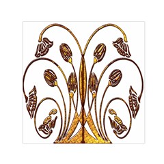 Scroll Gold Floral Design Small Satin Scarf (square) by Nexatart