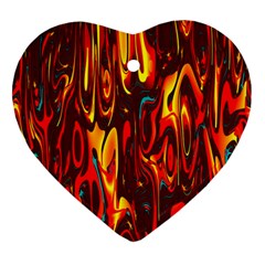 Effect Pattern Brush Red Orange Heart Ornament (two Sides) by Nexatart