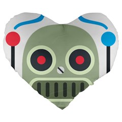 Robot Large 19  Premium Flano Heart Shape Cushions by BestEmojis