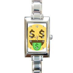 Money Face Emoji Rectangle Italian Charm Watch